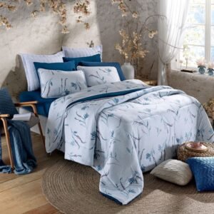 EDREDOM QUEEN ESTAMPADO BICOLOR - AZZURRO